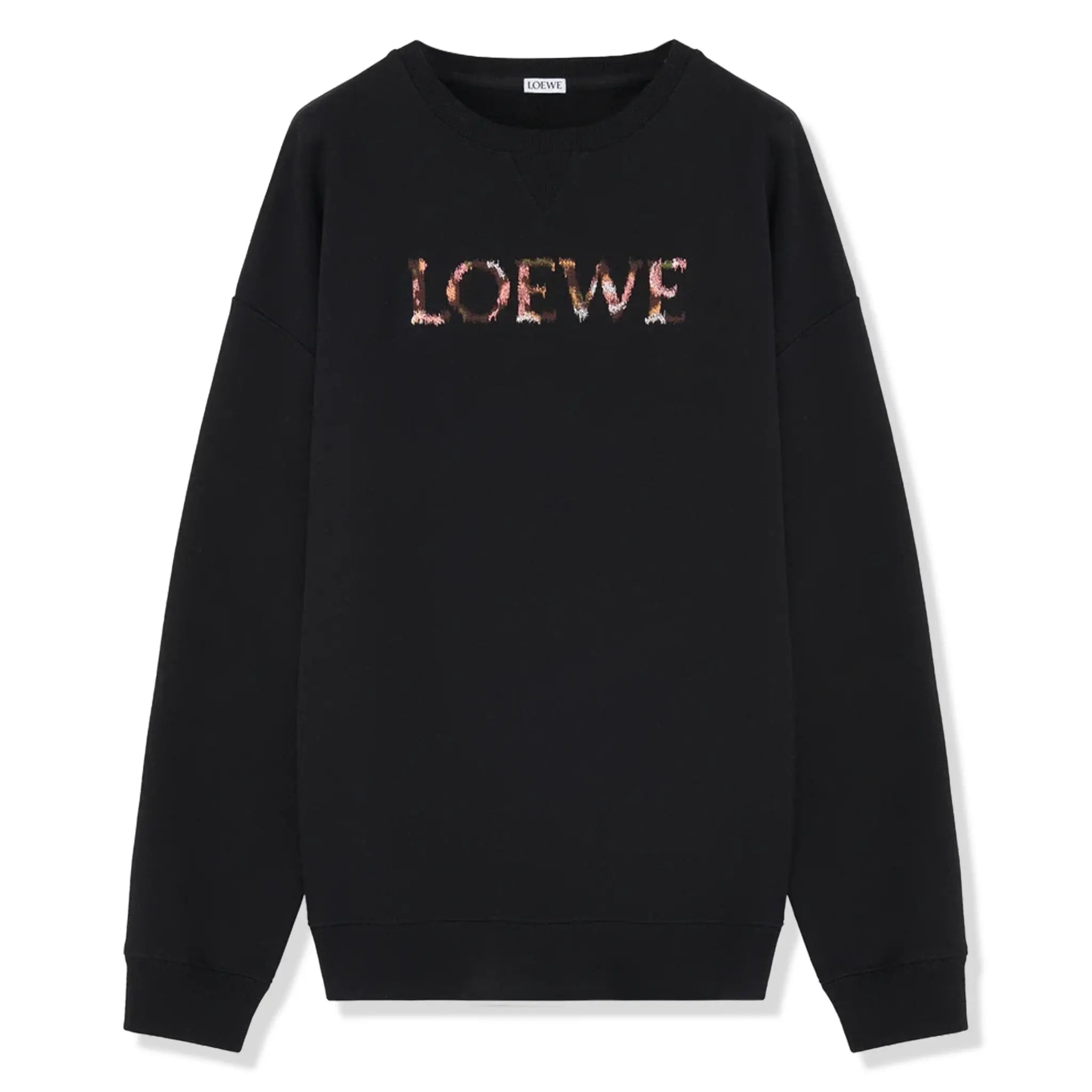 Front View of Loewe Regular Fit Cotton Black Sweatshirt H526Y24X63-1100